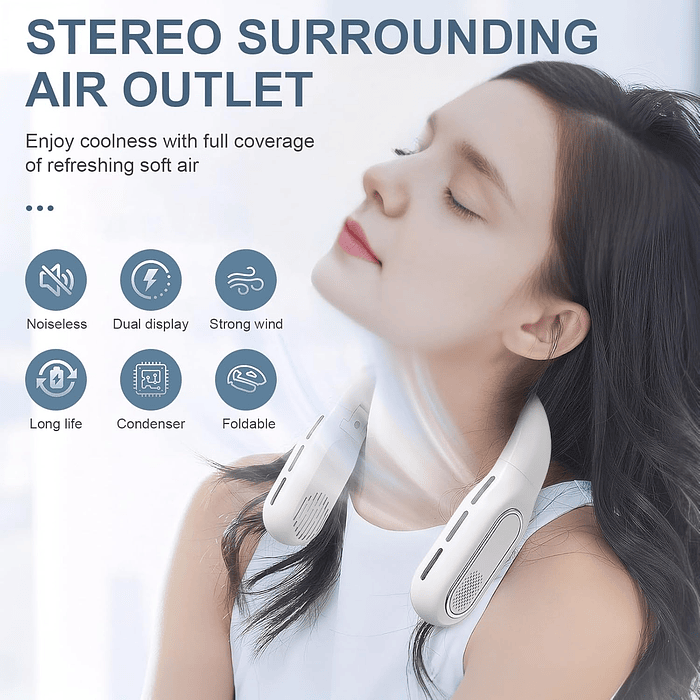 Ventilador portatil de cuello T-68 Recargable 3000mah Blanco 8