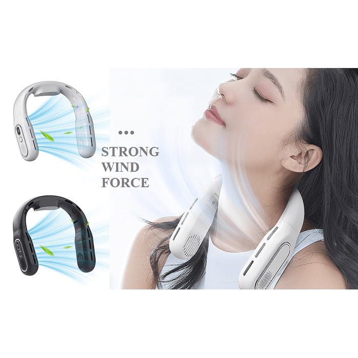 Ventilador portatil de cuello T-68 Recargable 3000mah Blanco 9