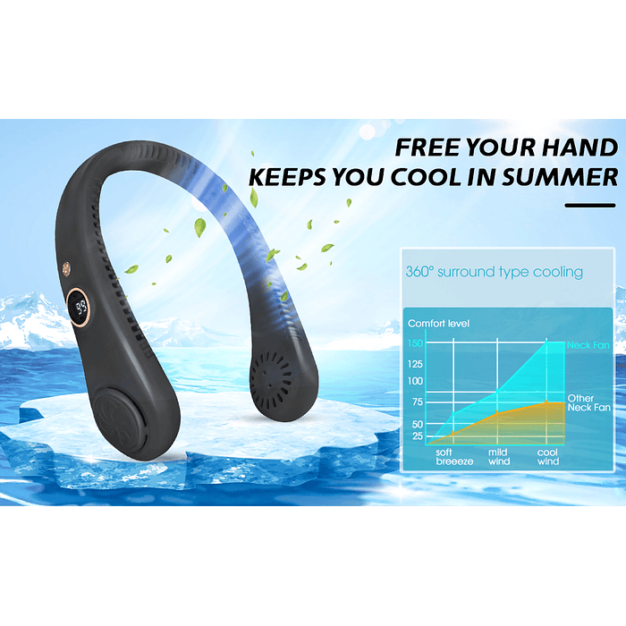 Ventilador de Cuello portatil R-8 Recargable Digital / Colores  6