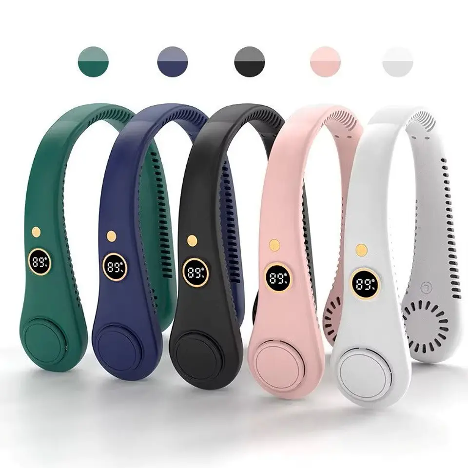 Ventilador de Cuello portatil R-8 Recargable Digital / Colores  1