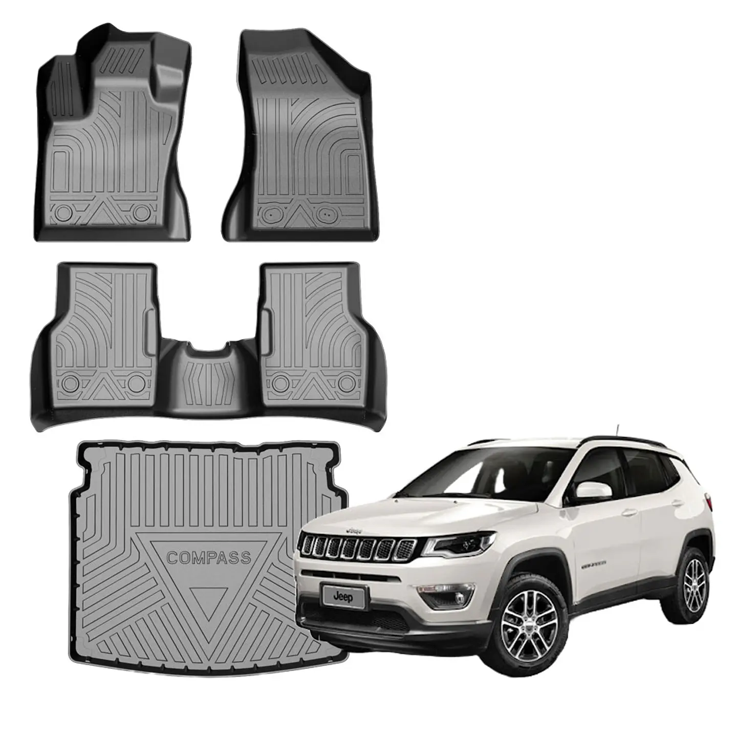 Pisos Calce Perfecto 3D Jeep Compass 2017-2025 + Maleta 5