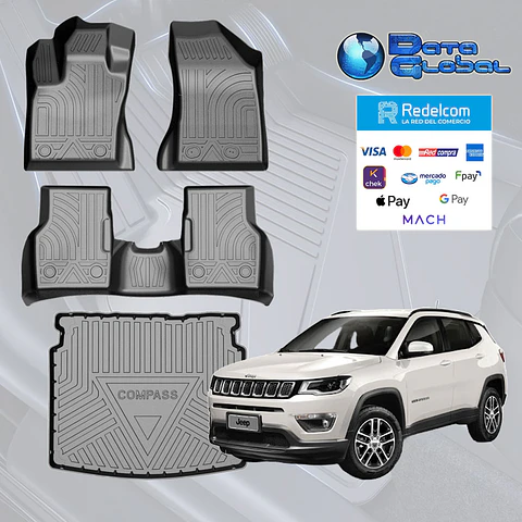 Pisos Calce Perfecto 3D Jeep Compass 2017-2025 + Maleta