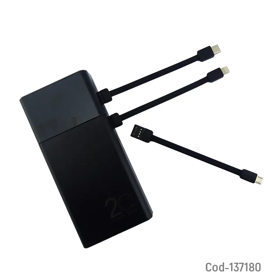 Bateria Externa Powerbank 20.000mAh 3 en 1 / 3Cables + Linterna 3