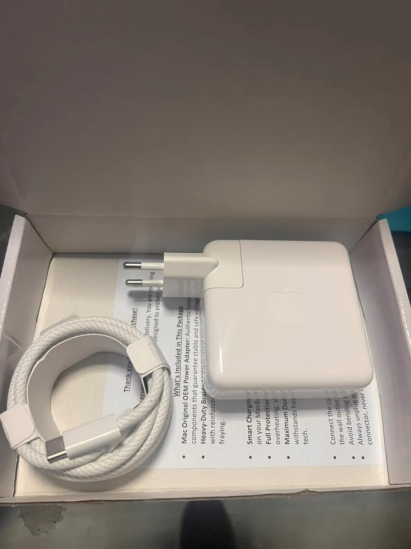 Cargador Apple Original OEM 87w Usb-c + Cable Trenzado 2M 2