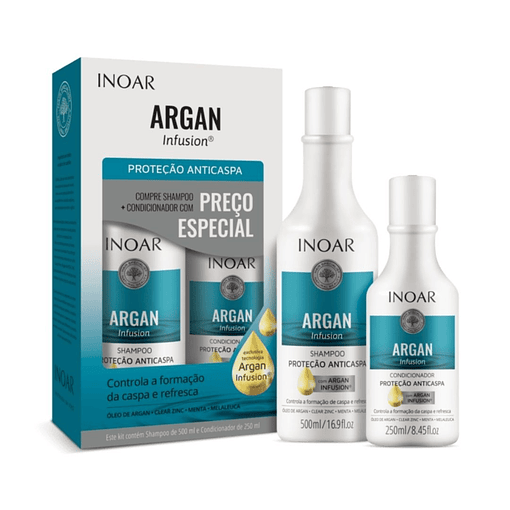 Kit dúo argán anticaspa - sh 500ml + ac 250ml