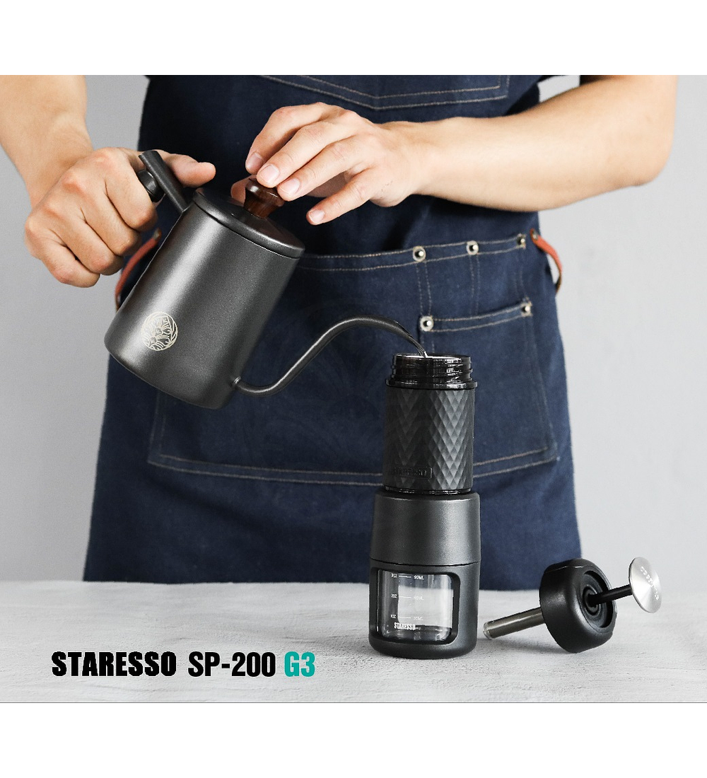 STARESSO SP-200  ( 3ra Generación 2023) - Cafetera Expreso 100% Portátil - NEGRA