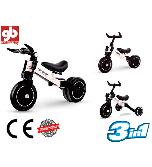 Bicicleta De Equilibrio Y Triciclo 3 En 1 - Plegable Goodboy Blanco