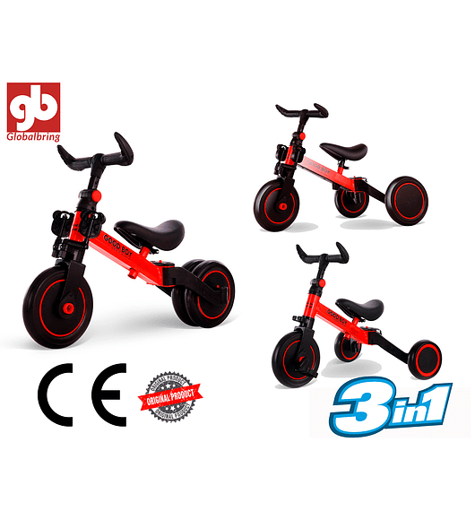Bicicleta De Equilibrio Y Triciclo 3 En 1 - Plegable Goodboy Rojo