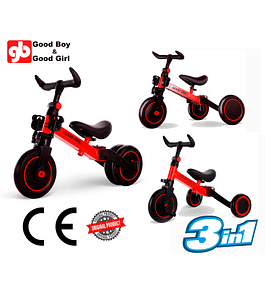 Bicicleta De Equilibrio Y Triciclo 3 En 1 - Plegable Good Girl - Rojo