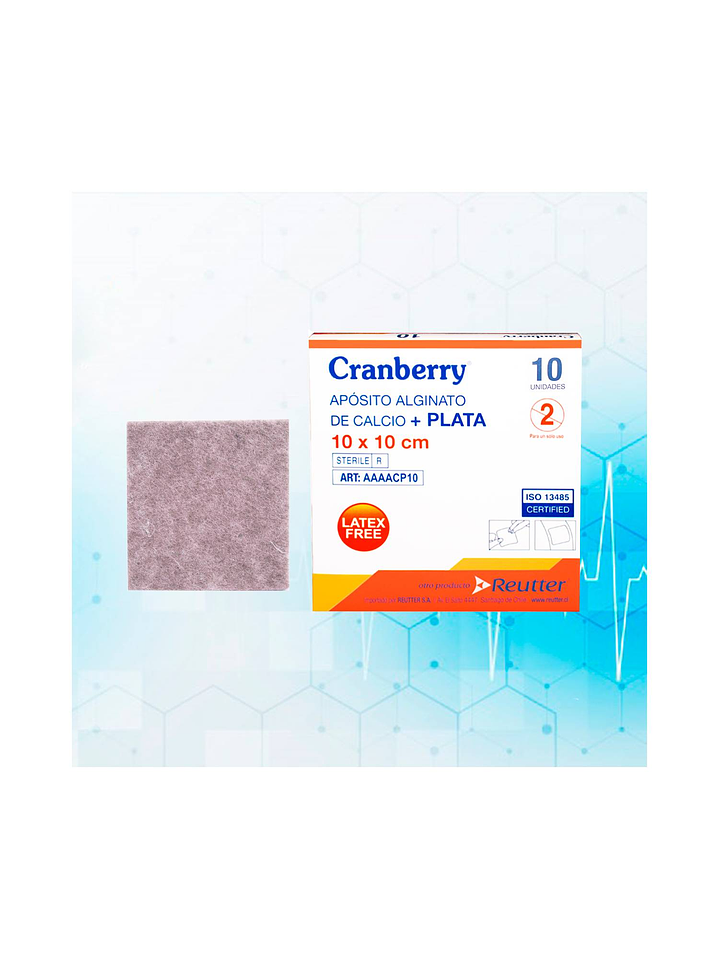 ALGINATO DE CALCIO + PLATA LAMINA 10X10 4