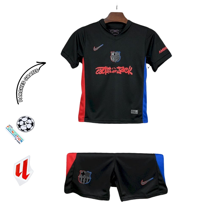 BARCELONA II x TRAVIS SCOTT CACTUS JACK NEGRA 2025 EDICIÓN LIMITADA CONJUNTO INFANTIL 1
