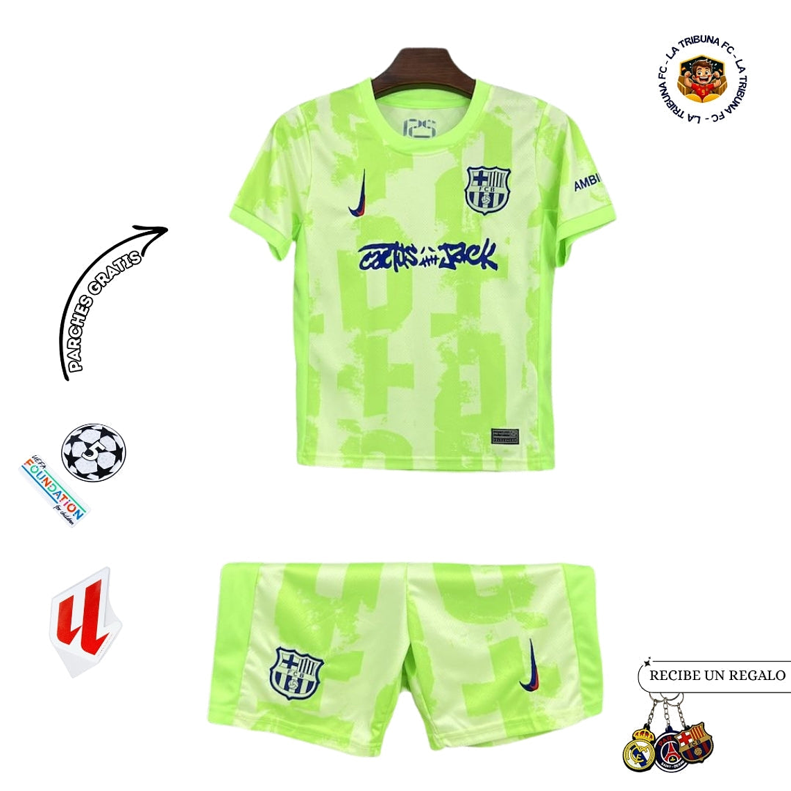 BARCELONA x TRAVIS SCOTT CACTUS JACK VERDE 2025 EDICIÓN LIMITADA CONJUNTO INFANTIL 1