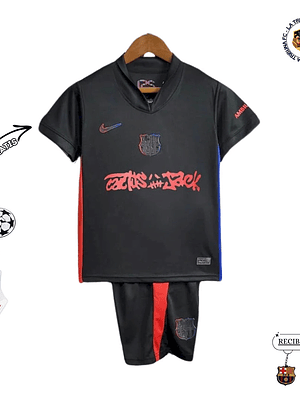 BARCELONA x TRAVIS SCOTT CACTUS JACK NEGRA 2025 EDICIÓN LIMITADA CONJUNTO INFANTIL