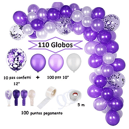 Set Arco Orgánico 110 Globos Morado