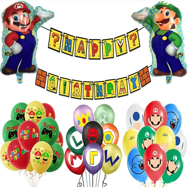 Pack Cumpleaños Mario Bros y Luigi