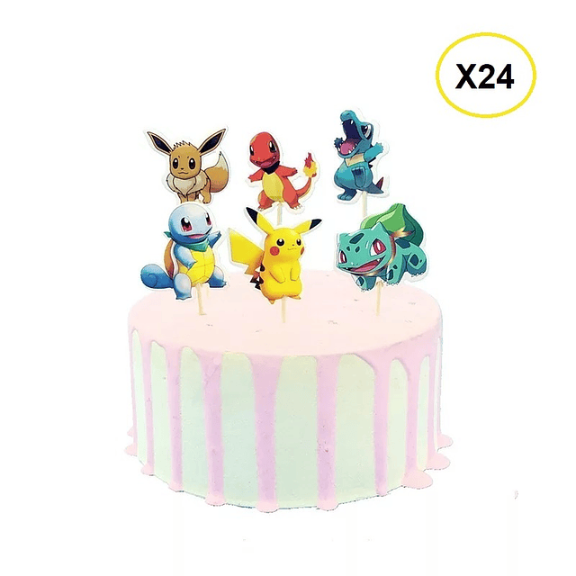 24 Toppers Pokémon para Cupcakes ó Torta