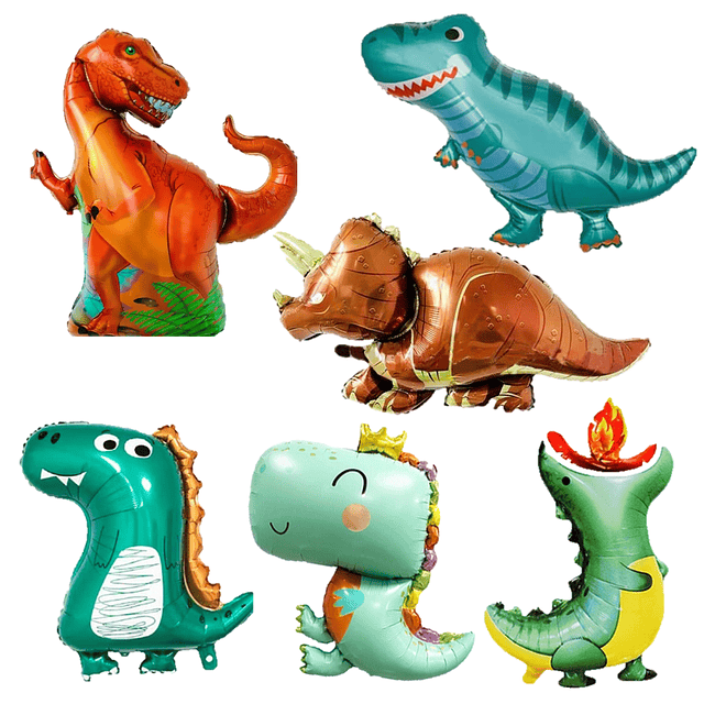 6 Globos Grandes Metalizados Dinosaurios