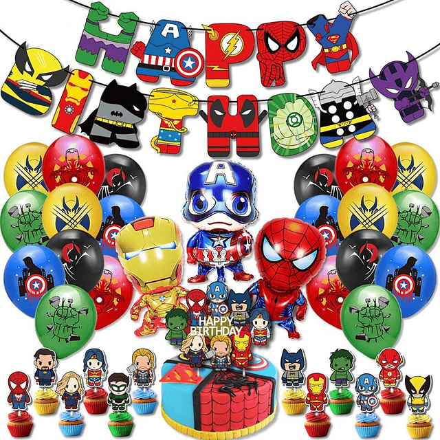 Pack Cumpleaños Avengers Superheroes