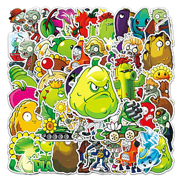 50 Stickers Plantas vs Zombies