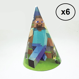 Pack 6 Gorros Cumpleaños Minecraft