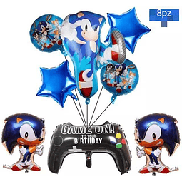 Set 8 Globos Metalizados Sonic