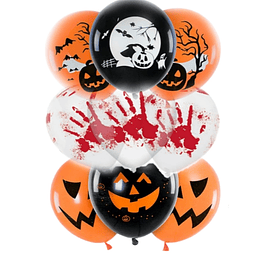 18 Globos Látex Surtidos Halloween 