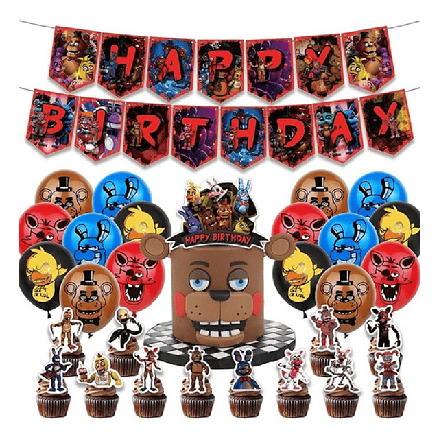 Pack Decoración Cumpleaños Diseño Fnaf