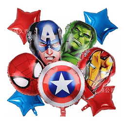 Set 9 Globos Metalizados Superheroes Avengers
