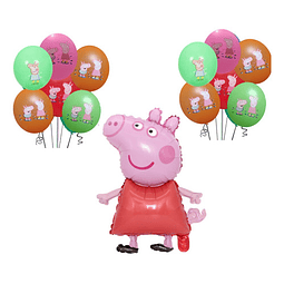 Set Decoraciòn Globos Cumpleaños Peppa Pig 13 Und.