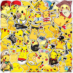 50 Stickers Pokemon Decoración Cumpleaños