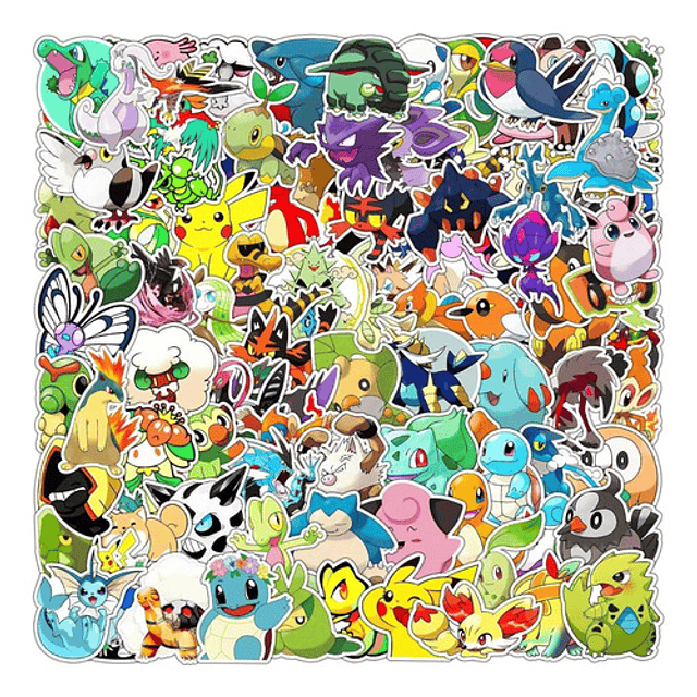 50 Sticker Pokemon 2 Decoración Cumpleaños