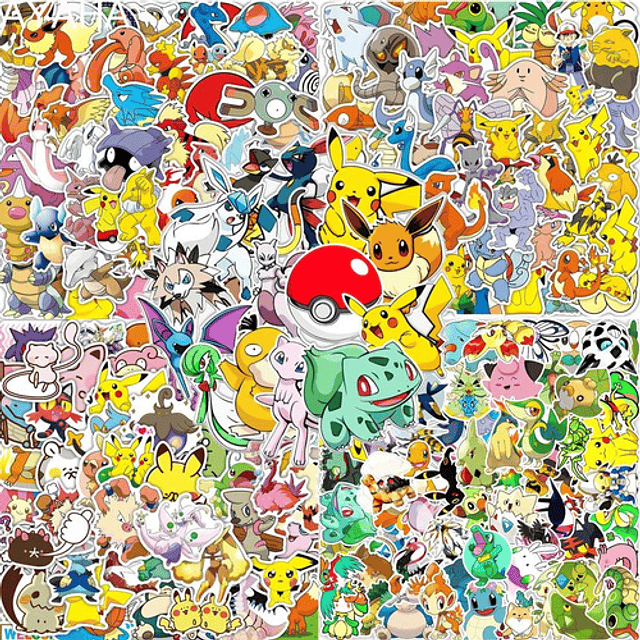 50 Sticker Pokemon 2 Decoración Cumpleaños