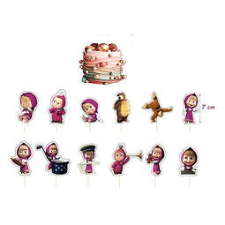 Toppers Decoración Tortas Cupcakes  Masha y el Oso