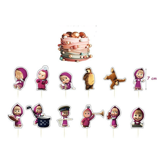 Toppers Decoración Tortas Cupcakes  Masha y el Oso