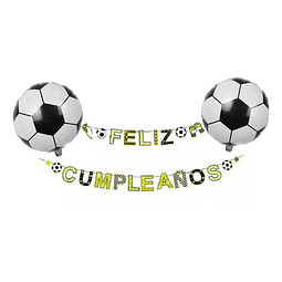 Banderín Guirnalda Decoración Cumpleaños Futbol + Globos