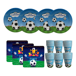 Globi® Set Platos Vasos Servilletas Cumpleaños Futbol
