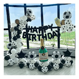 Set Decoración Cumpleaños Futbol Globos Banderin