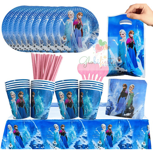 Pack Cumple Globos Cotillón Frozen Elsa Anna x10