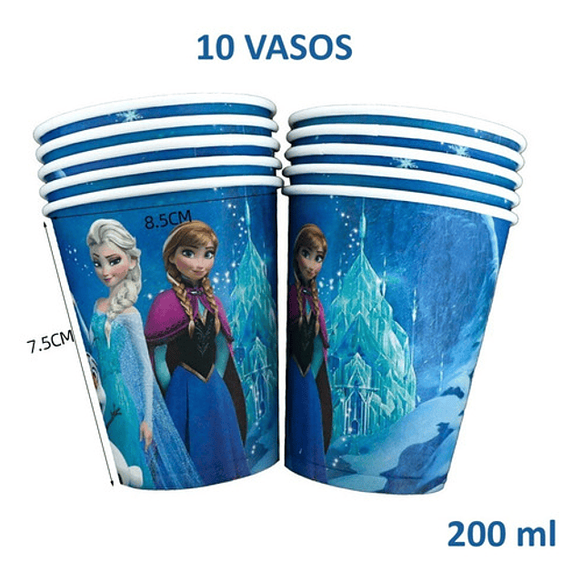 10 Vasos Cotillón Frozen 