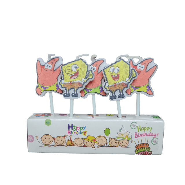 Set 5 Velas Torta Bob Esponja