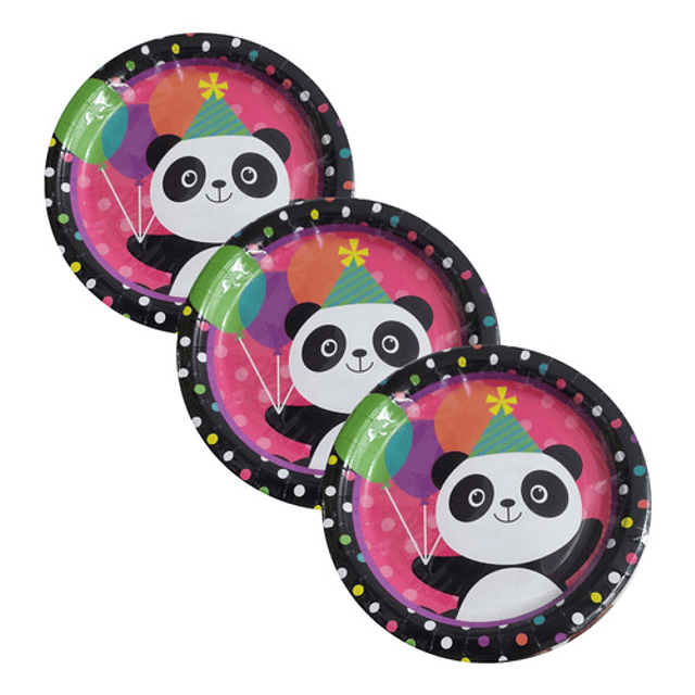 Set Globo Cotillon Oso Panda X10 + Mantel Y Piñata #2