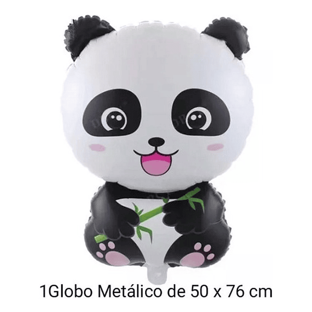 Set Globos Cotillon Oso Panda X10 + Mantel Y Piñata