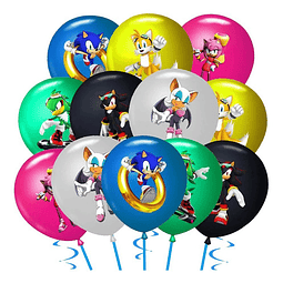 12 Globos Sonic Diseños Surtidos