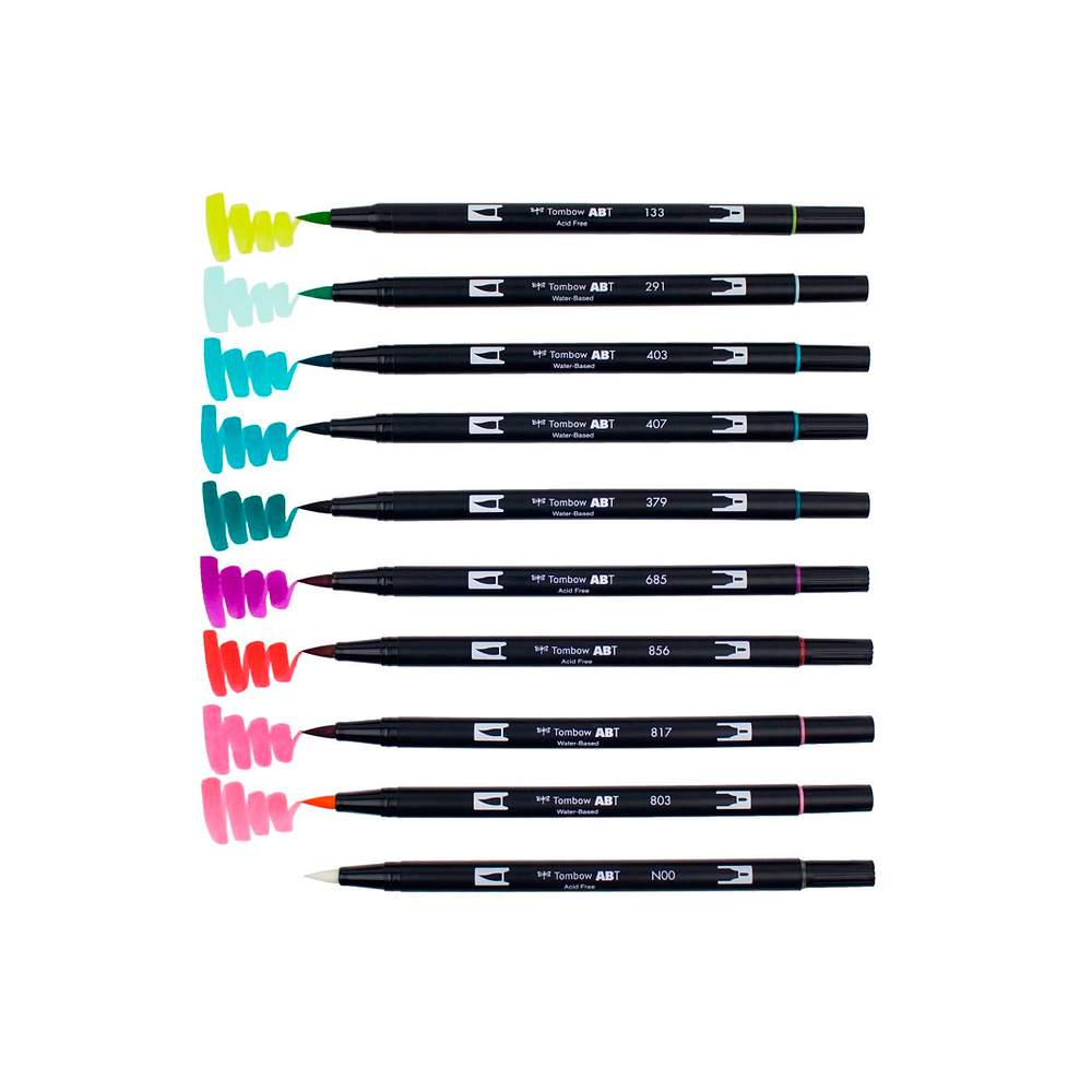 Tombow - Set Dual Brush - 10 Marcadores - Colores Tropicales