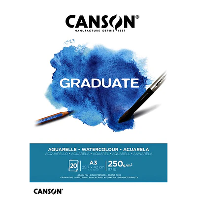 Canson - Block Acuarela Graduate - A3 (29,7 X 42cm) - 20hjs - 250gr