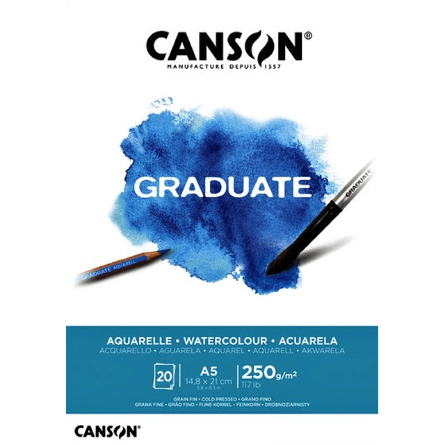 Canson - Acuarela Pad Graduate A5 250gr 20hjs