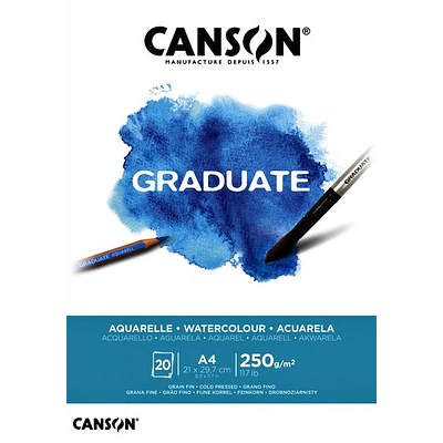 Canson - Block Acuarela Graduate - A4 (21 x 29,7 cm) - 20hjs - 250gr