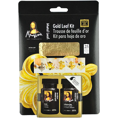 25 Hojas Metalicas Pan de Oro + Adhesivos y Sellador - Speedball
