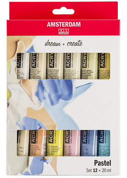 Acrílicos Amsterdam - Set 12 Colores Pasteles - 20ml