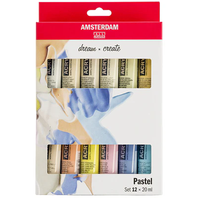 Amsterdam - Acrilicos 12 Colores Pasteles - 20ml